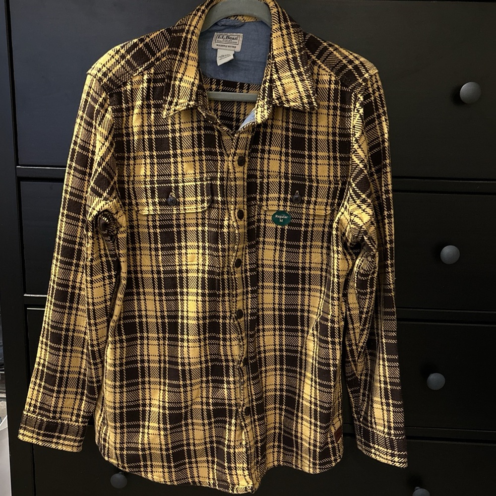 NWT yellow and brown LL Bean Shirt Jacket